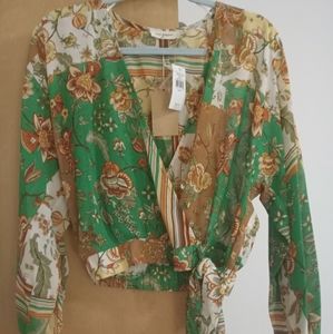 Boho tie wrap blouse